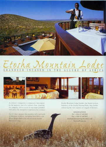 Etosha Mountain Lodge Anzeige 2005