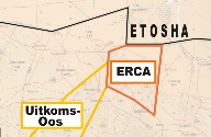 Lageskizze Farm Uitkoms-Oos und ERCA